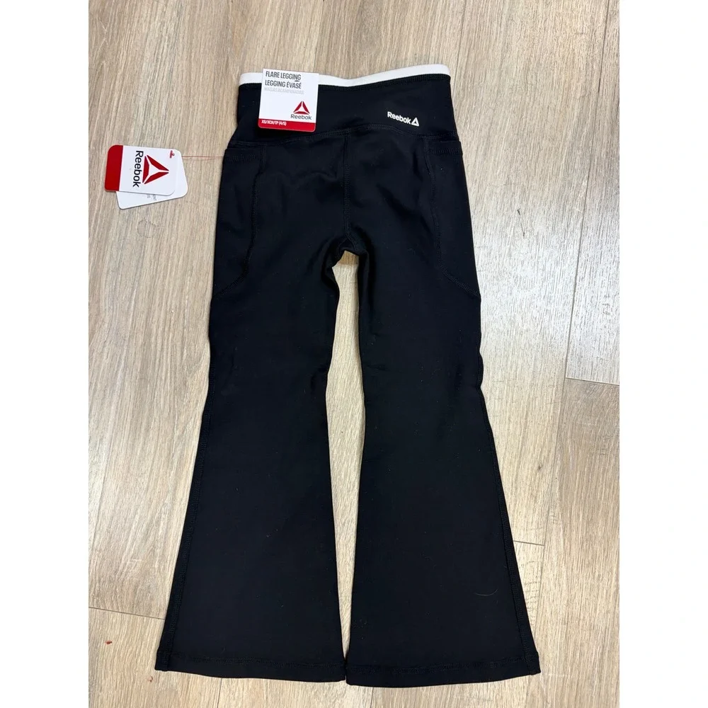 Reebok Girls Black Flare Legging Athletic Pants XS 4/5 NWT